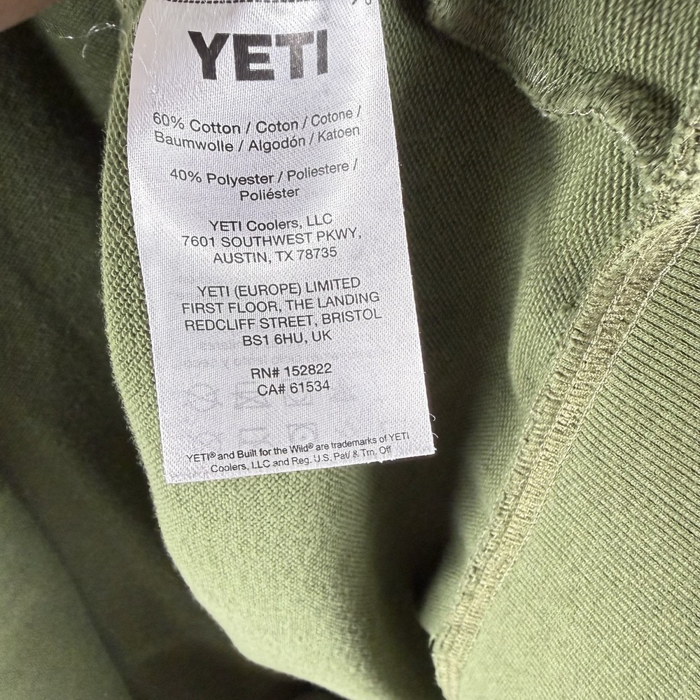 YETI Mens French Terry Hoodie Sz XXL Olive‎ Green Leather Accents Outdoor Nature - Picture 9 of 10